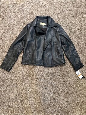 Michael Kors Black Leather Jacket Women’s size Small